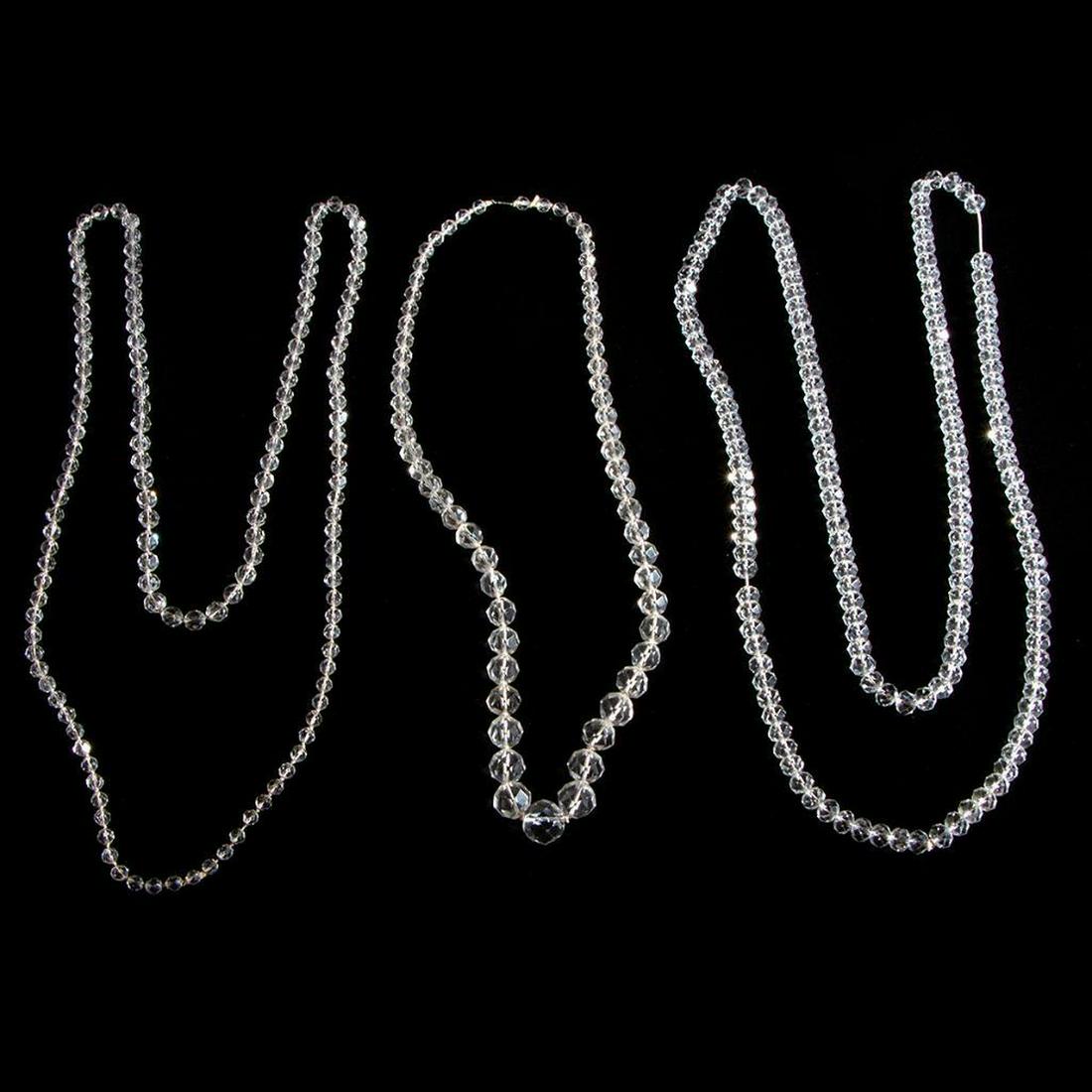 Three art deco faceted rock crystal necklaces. (1 of 3)