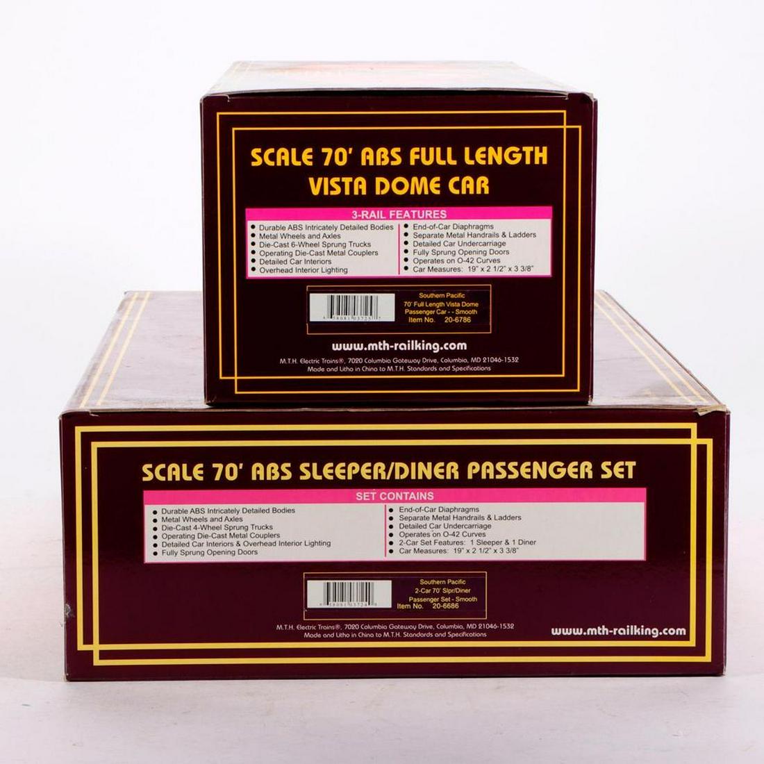 MTH 20-6686&20-6786 SP Scale 70' Sleeper/Diner Set&Vista Dome (1 of 2)