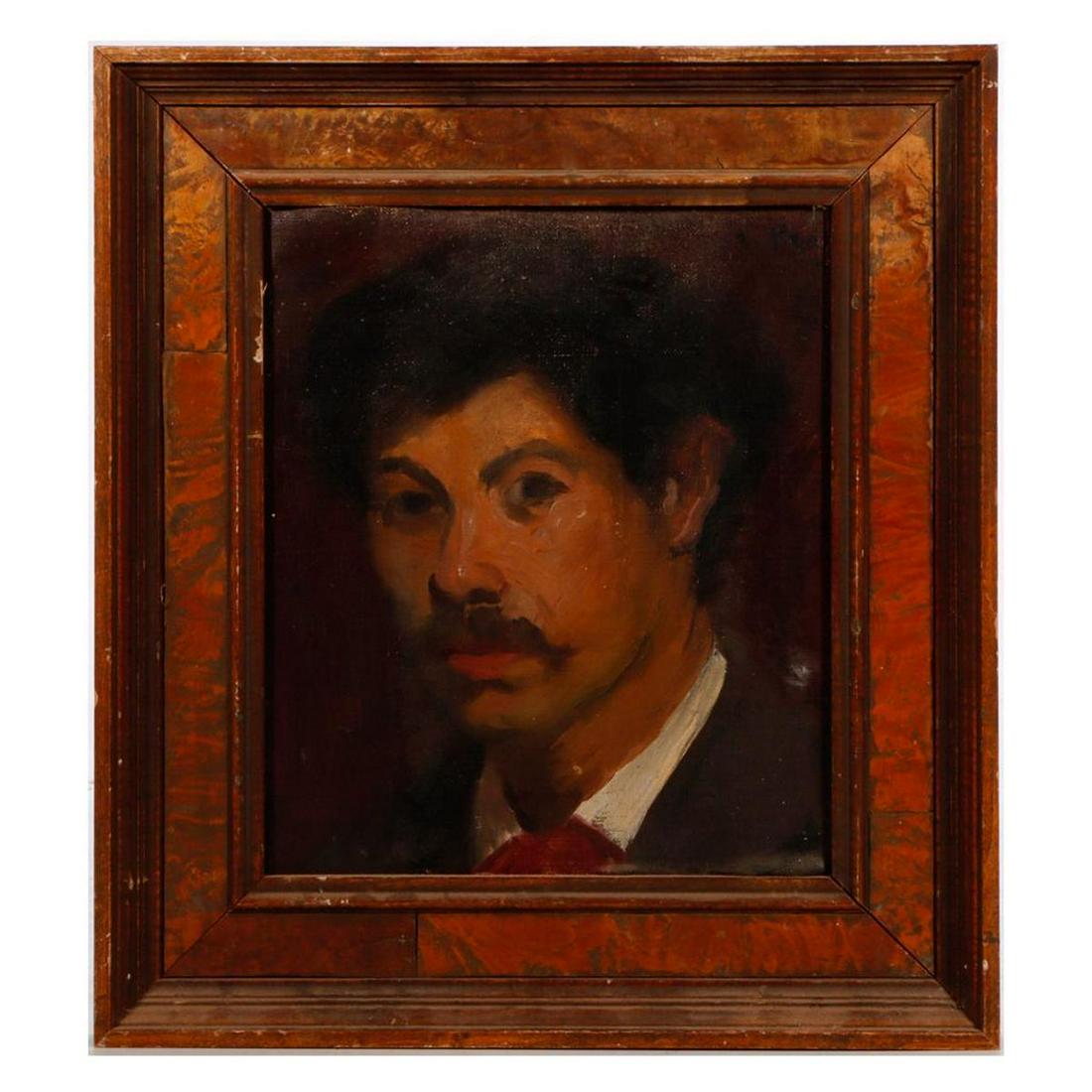 Louis Kronberg (1872-1965).: Artist: Louis Kronberg (1872-1965). Title/Description: Portrait of Xavier Martinez. Signature: Signed verso. Date Created: 1898, Paris. Size: 11 1/4 x 9 1/4in; 17in x 15 1/4in (frame). Medium/Ground: