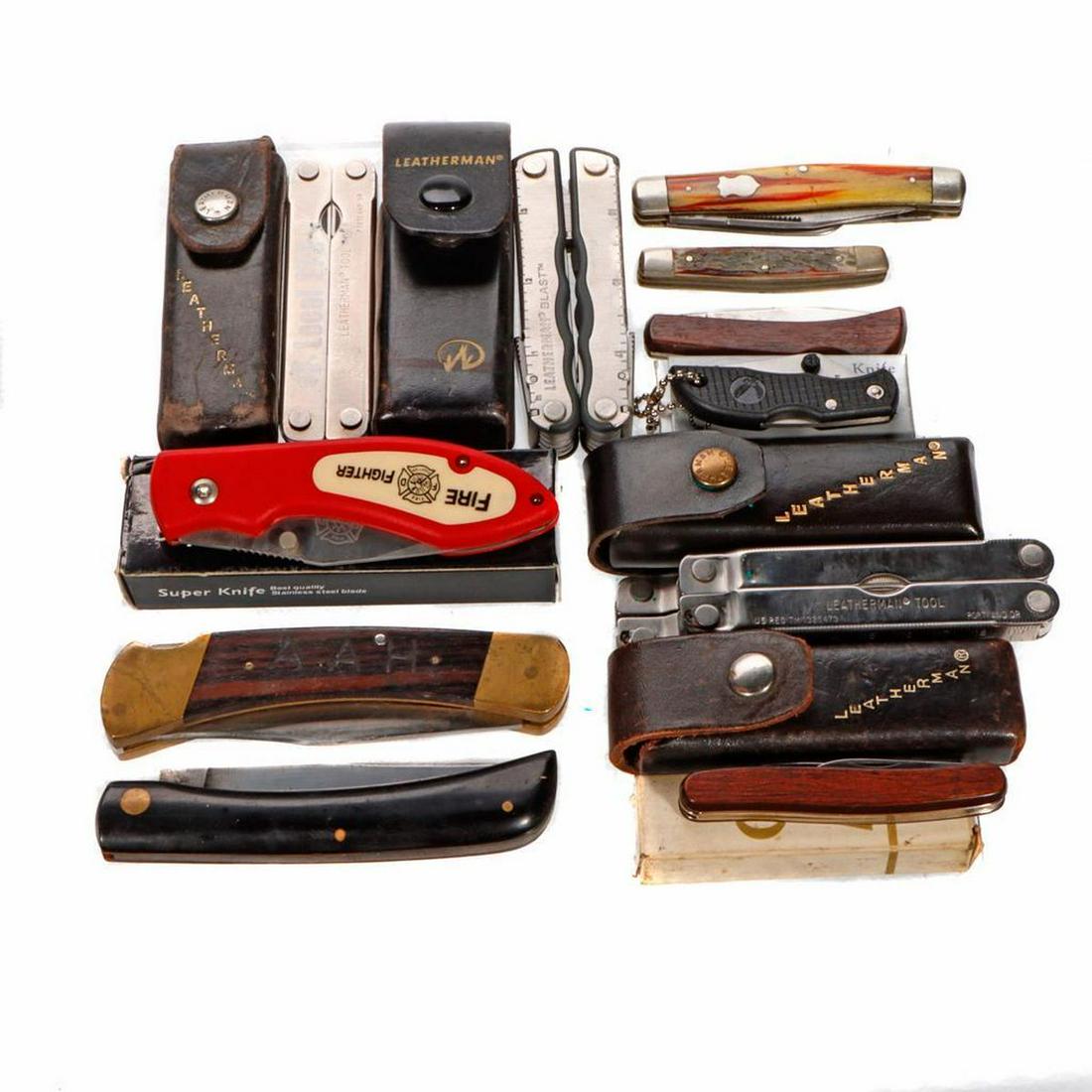 Group of Leathermans and Pocket Knives. (1 of 2)