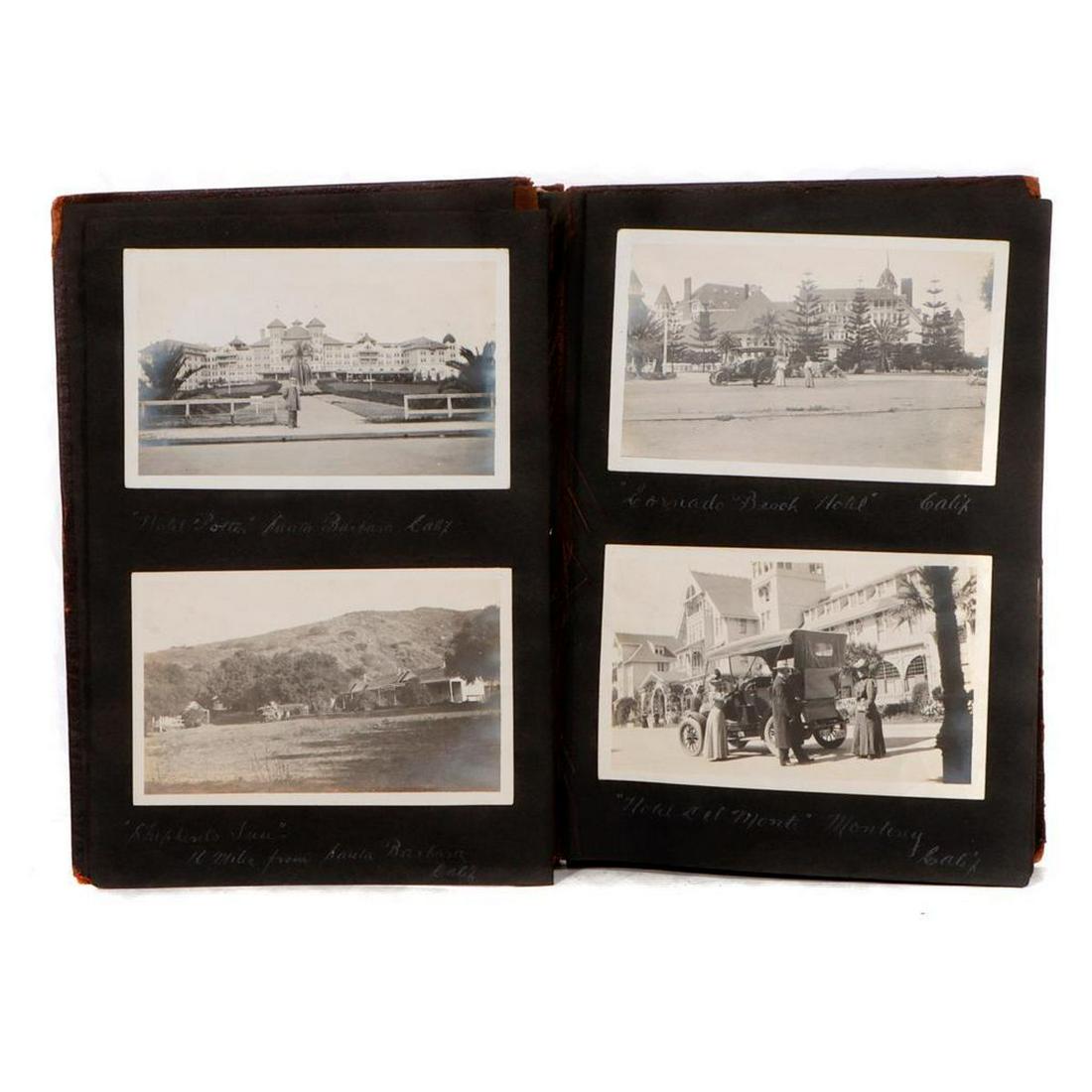Photo Album, California Auto Tour, 1900s.: The album of Mrs. Alice E. Webb of Pamona, California, including snapshots, souvenir photos, and several postcards, most with handwritten identifications. Many of the photos depict motoring visits in 