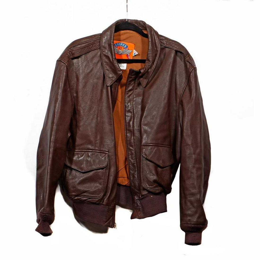 Cooper Brown Leather Bomber Jacket. (1 of 3)