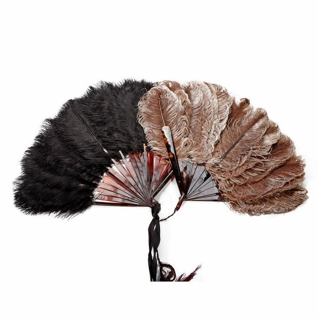 Two Vintage Ostrich Feather Fans. (1 of 2)