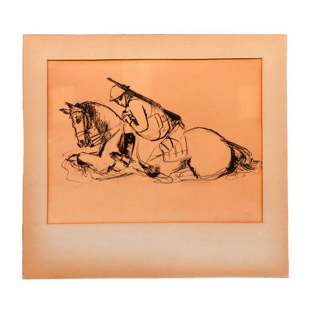 WWII Soldier Art of Cavalry Man. (1 of 2)