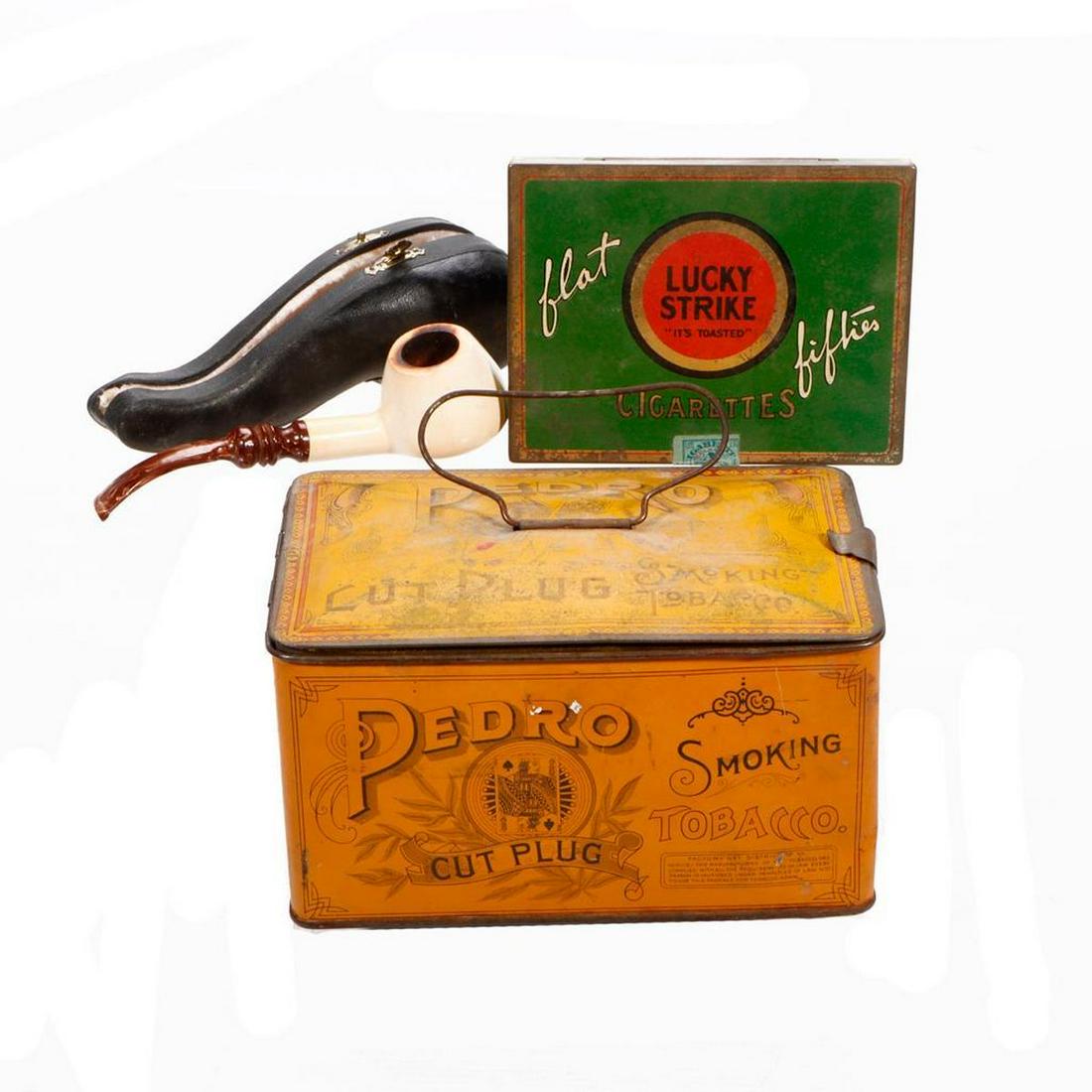 Meerschaum Pipe and Tobacco Tins. (1 of 2)