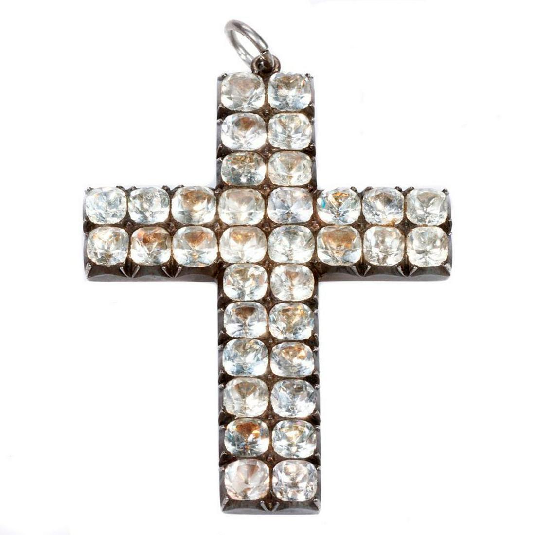 Antique paste and silver cross pendant (1 of 2)