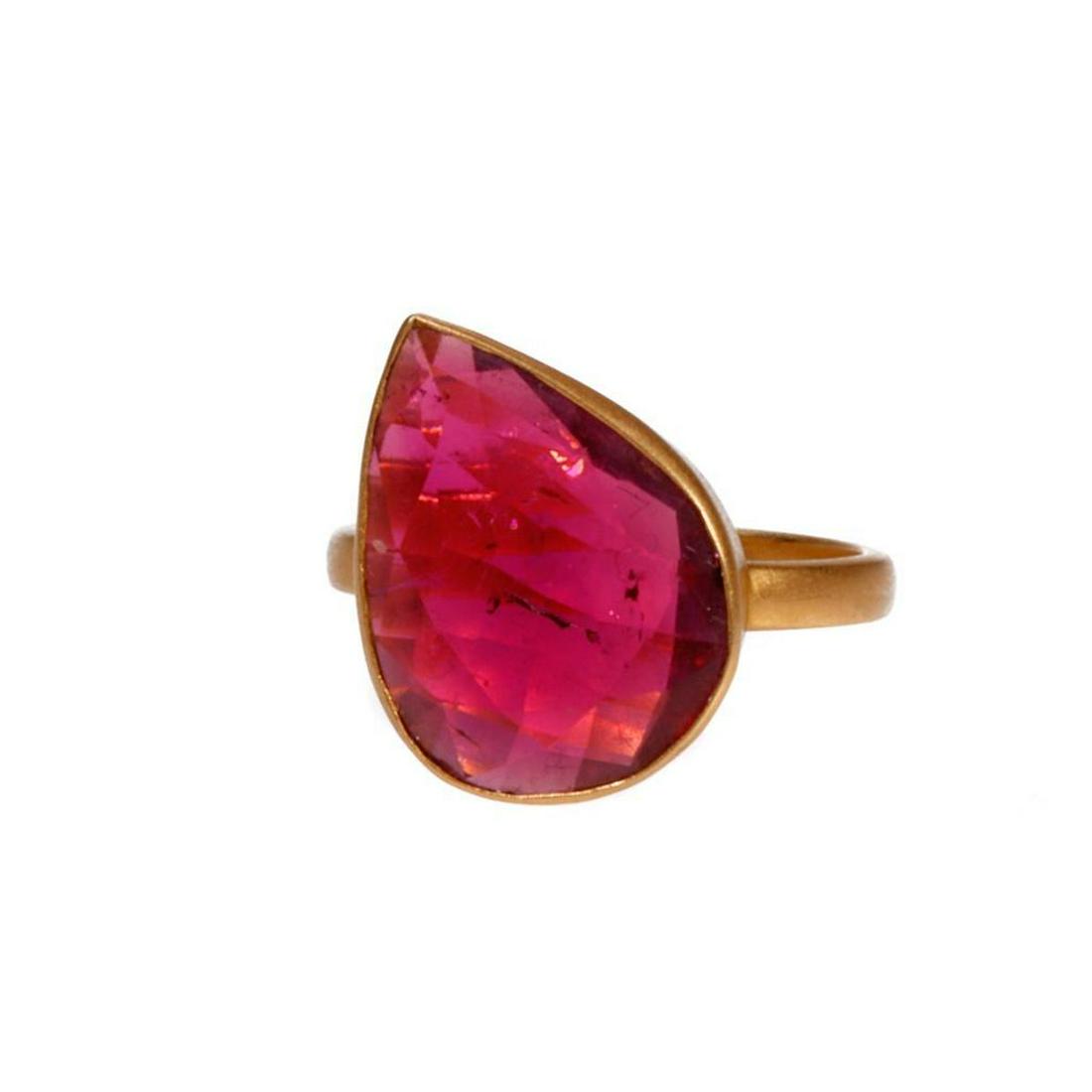 Pink tourmaline and 18k gold ring (1 of 2)