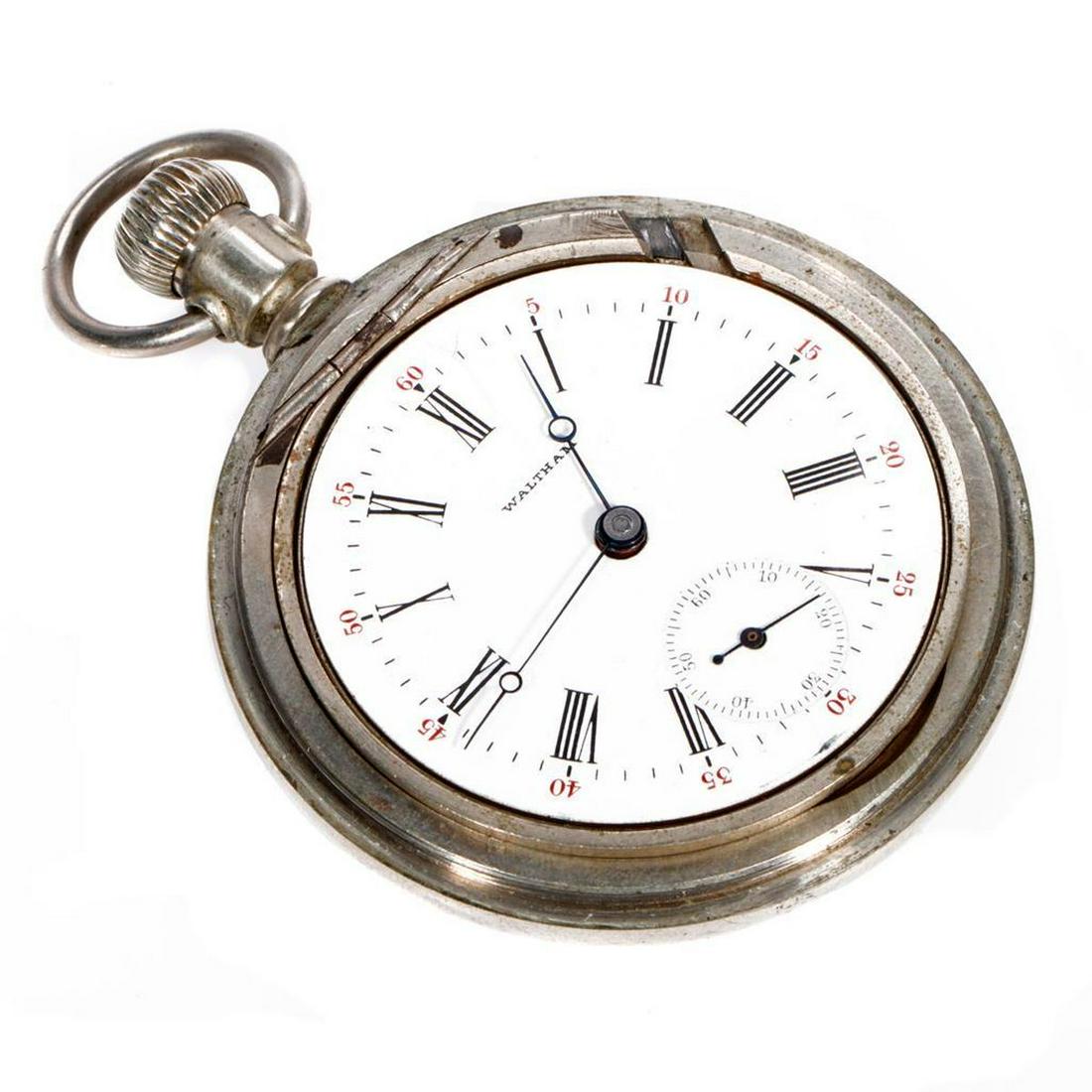 Waltham Silver Railroad Pocketwatch (1 of 2)