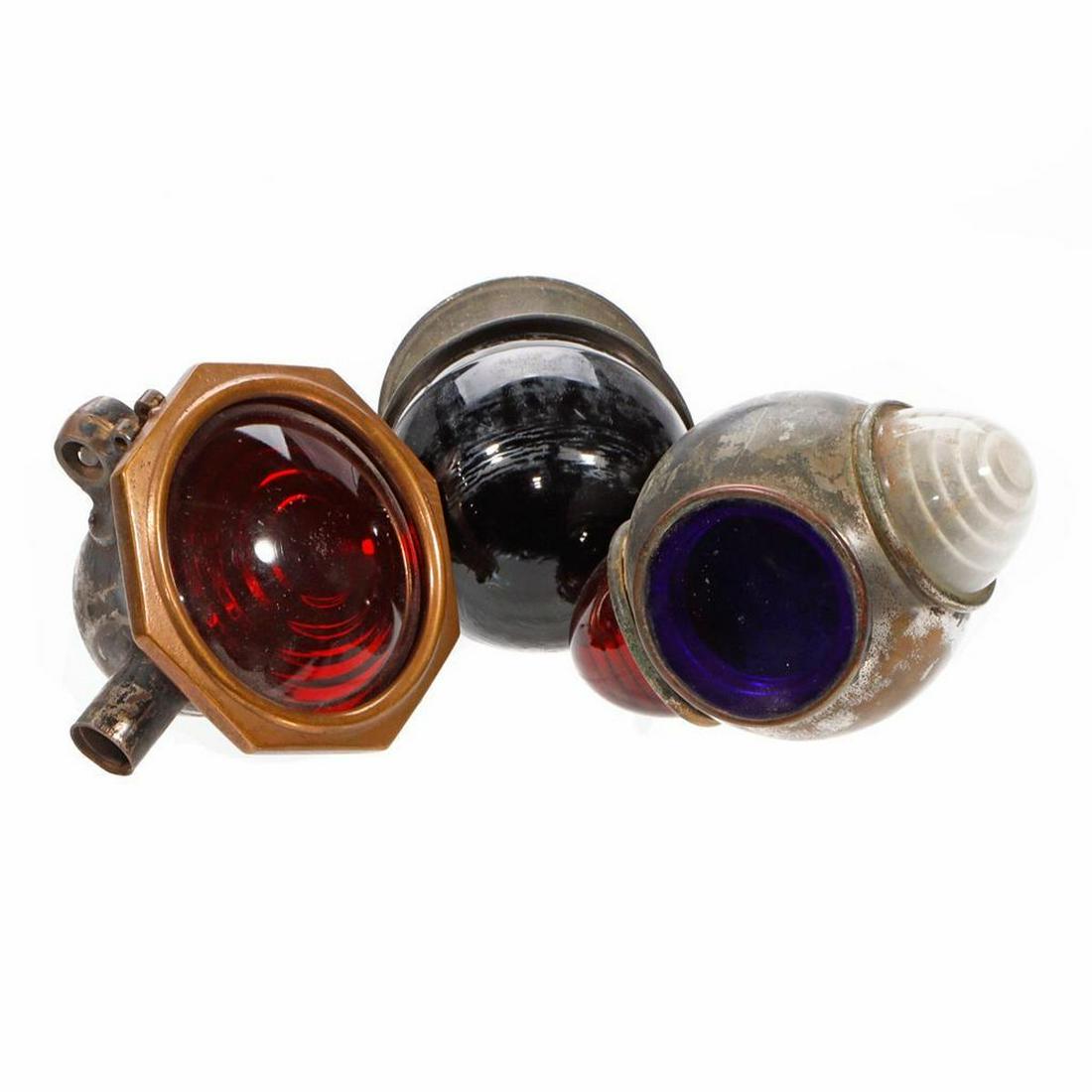 Three Colored Glass Signal Lamps. (1 of 2)