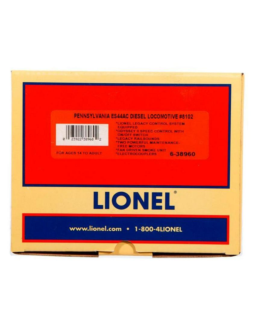 Lionel O Gauge 6-38960 Pennsylvania ES44C Diesel Locomotive#8102: Lionel O Gauge 6-38960 Pennsylvania ES44C Diesel Locomotive #8102 in original shelf worn box with shipping carton (flap damage one end)