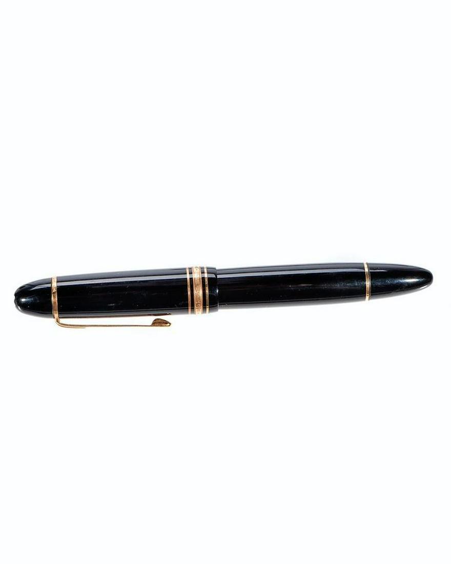 Montblanc fountain pen with 18k gold nib: #149; length: 5 3/4in.