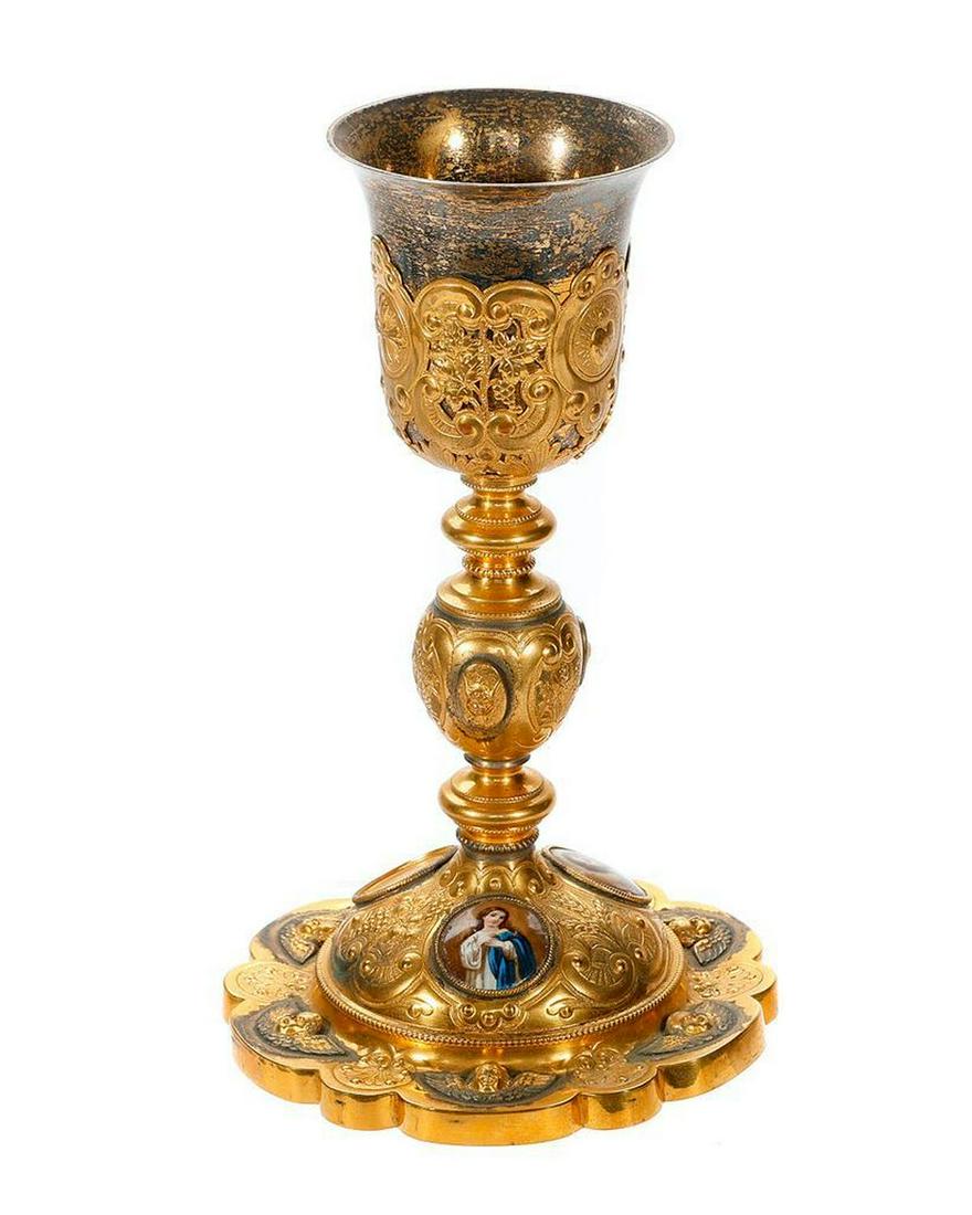 Silver and gilt metal ecclesiastical chalice, Benziger Bros. (1 of 3)