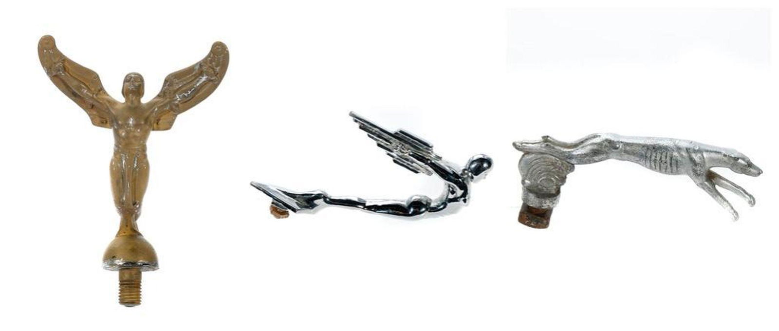 Three automotive hood ornaments (1 of 4)