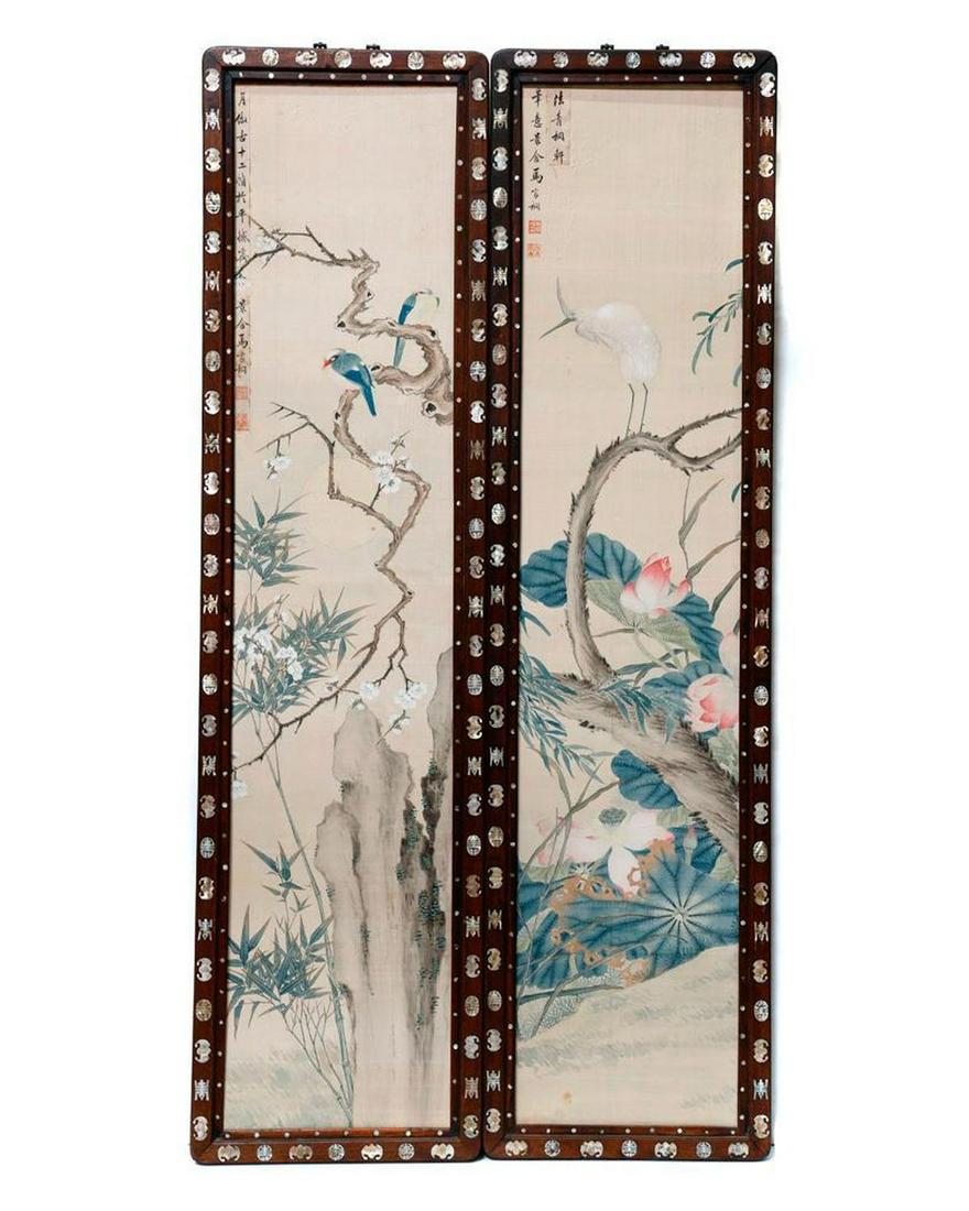 Pair of Chinese Inlaid Frame Panels, 19th Century. (1 of 7)