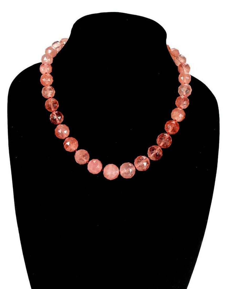 Gumps rose quartz and 14k gold beaded necklace (1 of 4)