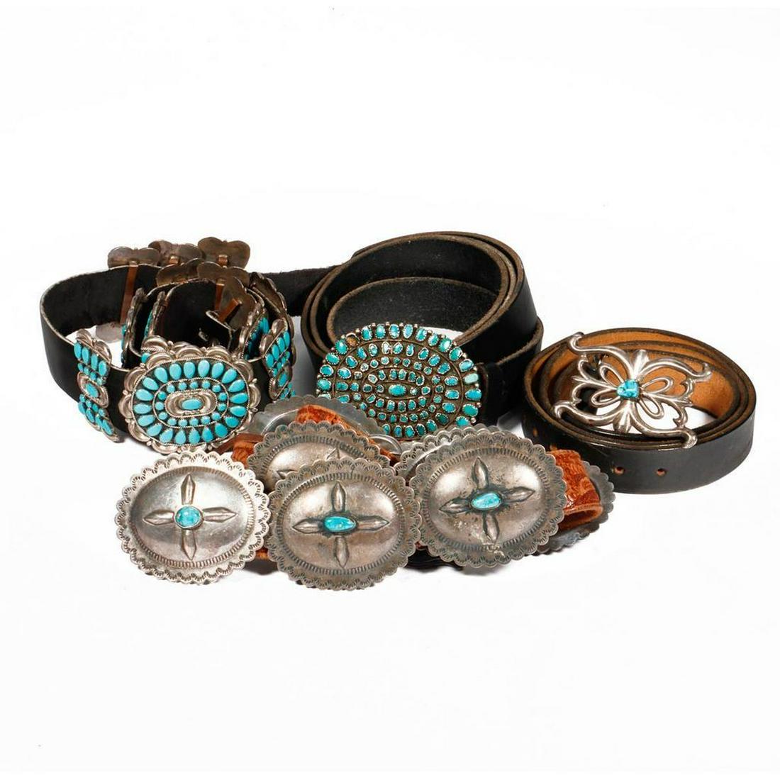 Group of Four Navajo Concho Belts. (1 of 3)