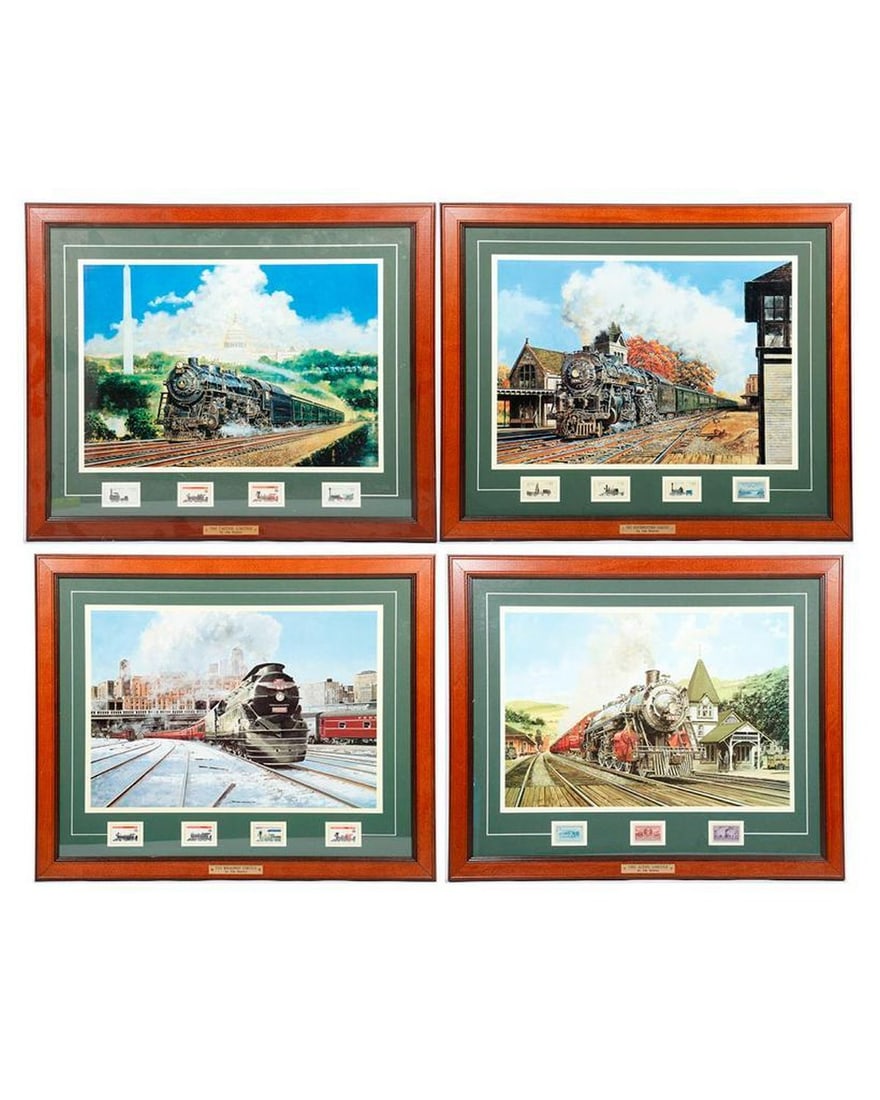 Set of 4 Framed Prints and Stamps (1 of 4)