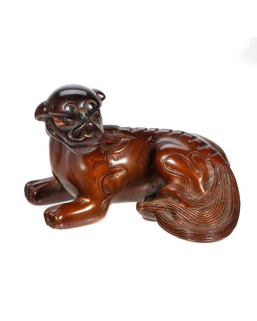 Chinese Bronze Scroll Weight. (1 of 2)