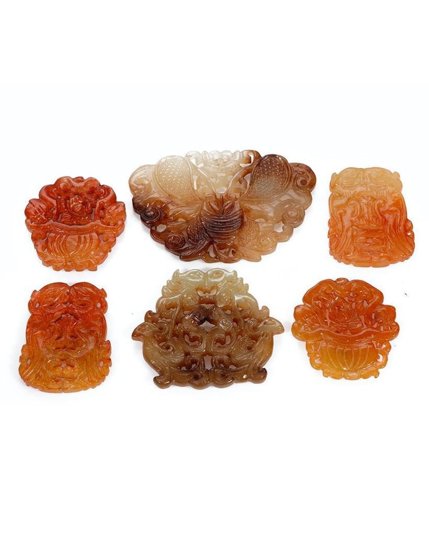 Asian Carved Nephrite Pendants (6). (1 of 2)