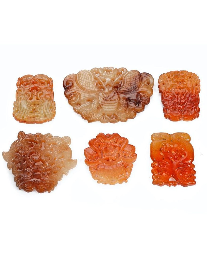 Asian Carved Nephrite Pendants (6). (1 of 2)