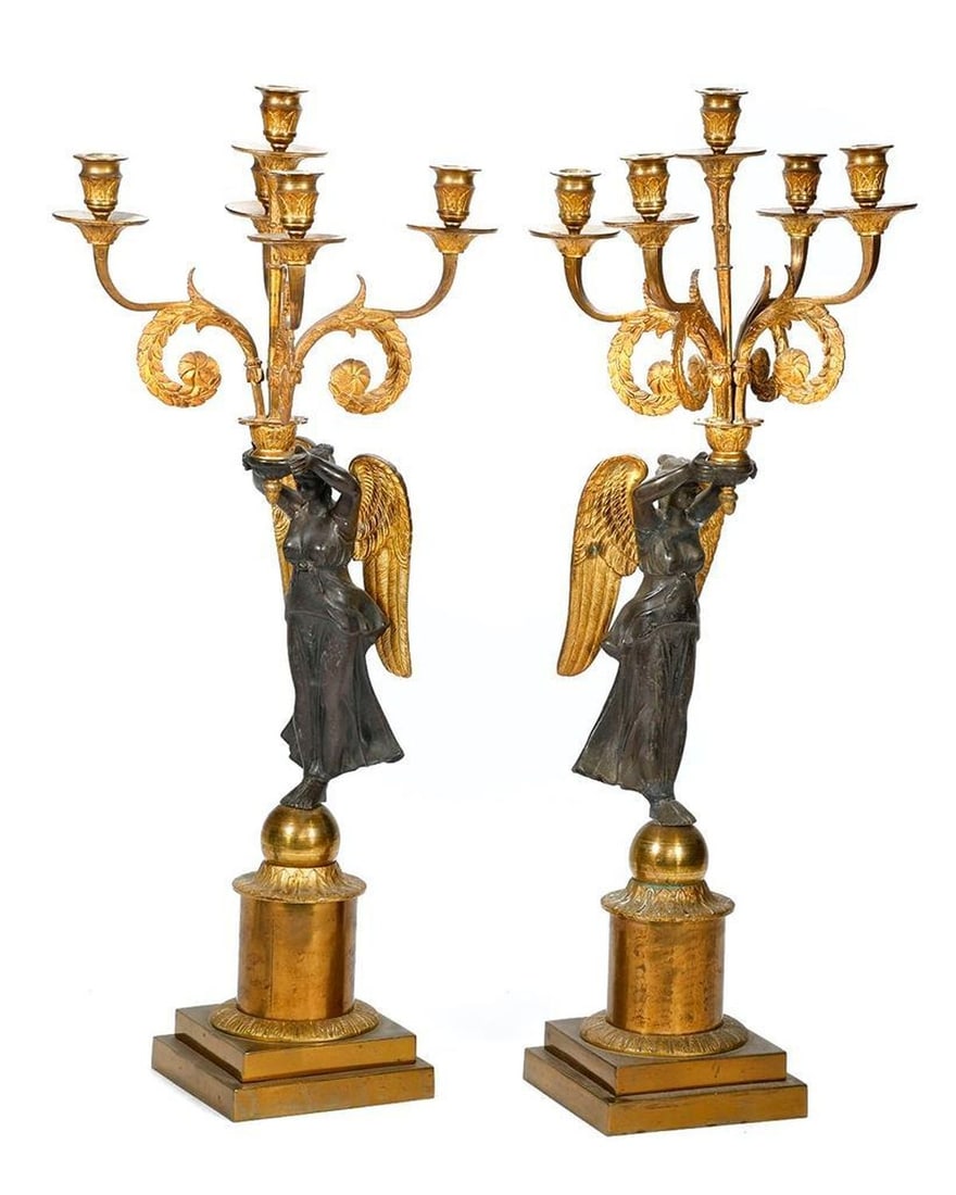 Pair of Gilt-bronze Angel Candelabra. (1 of 4)