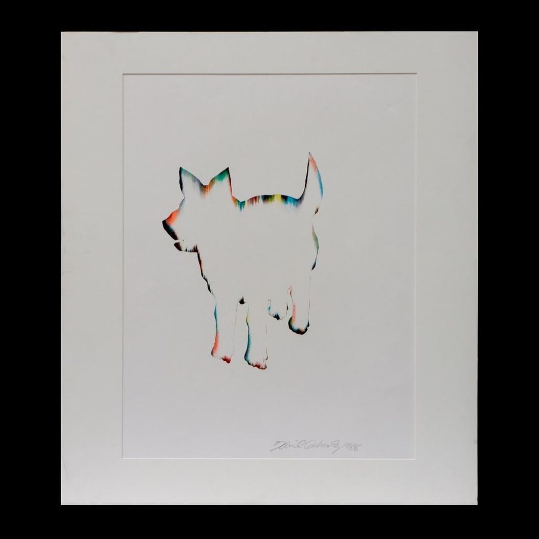 David Gilhooly (1943-2013): Artist: David Gilhooly (1943-2013). Titled: (verso) Kirilian Dog. Signed and dated LR: David Gilhooly 1988. Medium: Hand-colored lithograph. Dimensions: (Housing size) 34 x 30 inches; (Sight size) 27