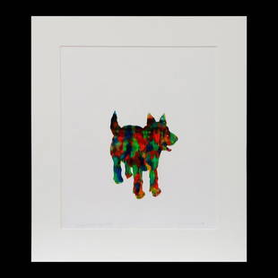 David Gilhooly (1943-2013): Artist: David Gilhooly (1943-2013). Titled LL: Clifford Stills Dog on Acid. Signed and dated LR: David Gilhooly 1988. Medium: Monoprint. Dimensions: (Housing size) 34 x 30 inches; (Sight size) 25 x 21