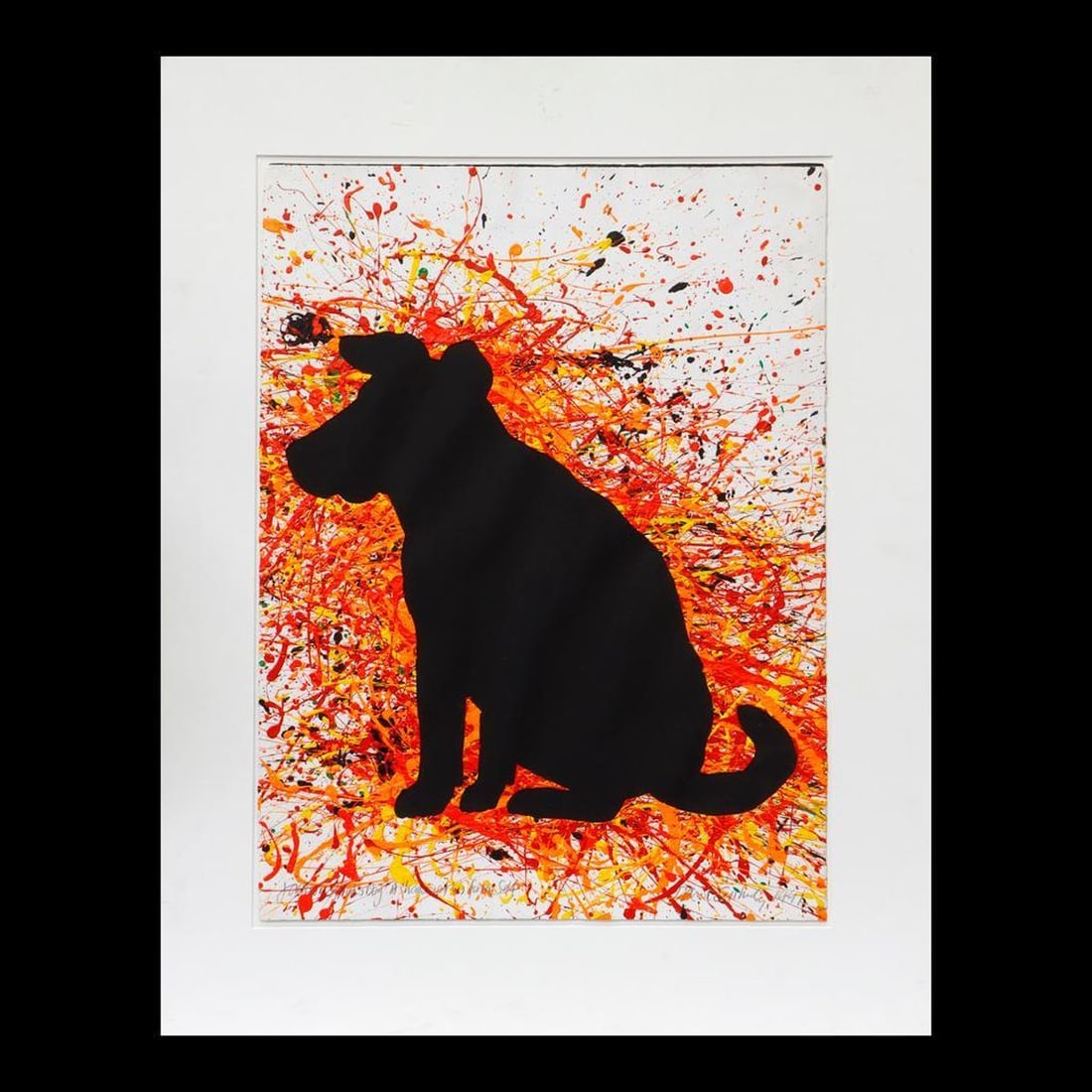 David Gilhooly (1943-2013): Artist: David Gilhooly (1943-2013). Titled LL: Jackson Pollock's Dog A Shadow of it's Former Self. Signed and dated LR: David Gilhooly 1991. Medium: Acrylic paint of paper. Dimensions: (Housing size)