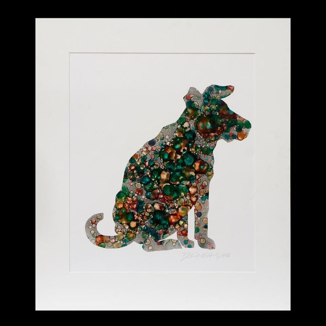 David Gilhooly (1943-2013): Artist: David Gilhooly (1943-2013). Titled: (verso) Stained Glass Dog. Signed and dated LR: David Gilhooly 1988. Medium: Monoprint Dimensions: (Housing size) 34 x 30 inches; (Sight size) 25 x 21 3/4 i