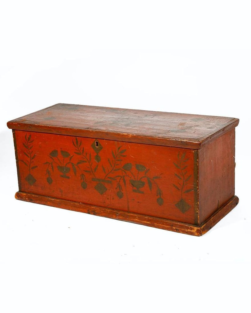 American Painted and Decorated Hinged Small Chest. (1 of 2)