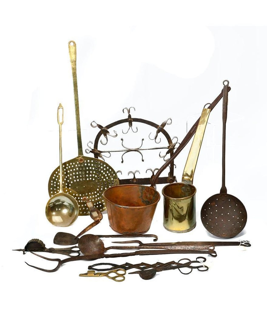 Group of Iron and Brass Kitchen Utensils. (1 of 4)