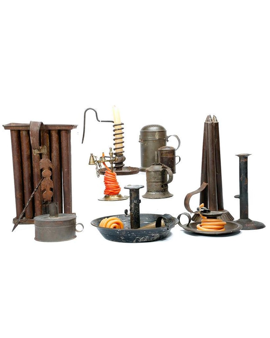 Group of Tin and Brass Lighting Instruments. (1 of 4)