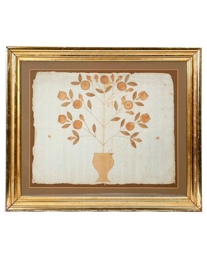 Watercolor of Flowers in Vase, 19th Century. (1 of 3)