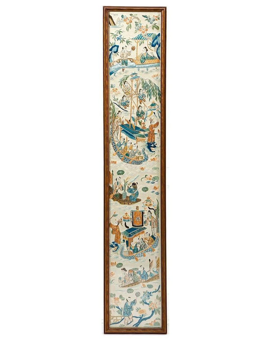 Chinese Dragon Boat Embroidered Sleeve/Cuff Panel. (1 of 3)