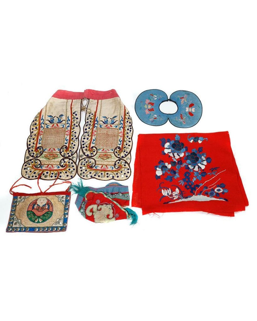 Tibetan/Chinese Apron, Child's Hat, and Other Textiles. (1 of 3)