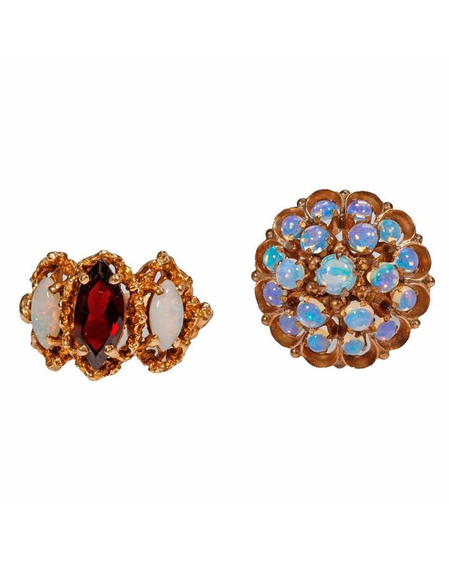 Two opal, garnet and 14k gold rings (1 of 3)