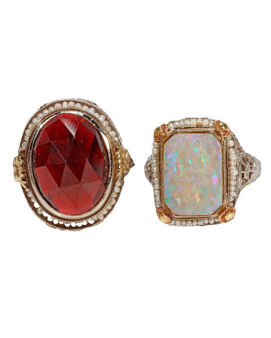 Two gem-set and 14k white gold rings (1 of 4)