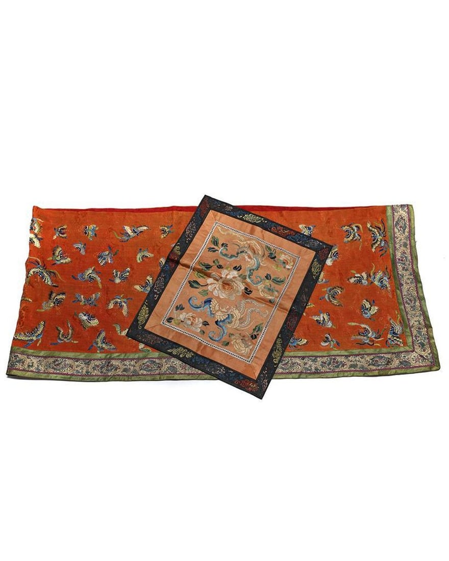 Chinese Silk Embroidered Table Runner, c. 19th Century. (1 of 2)