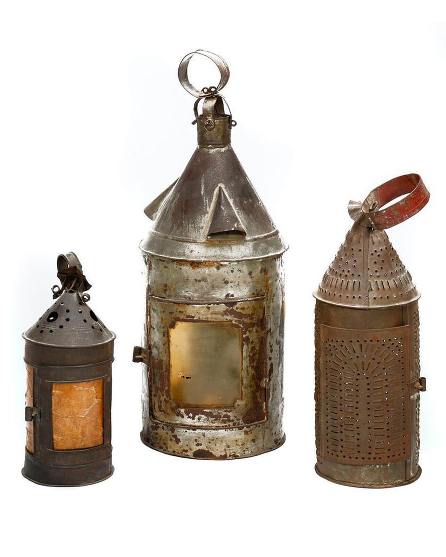 Three Punched Tin Lanterns. (1 of 3)