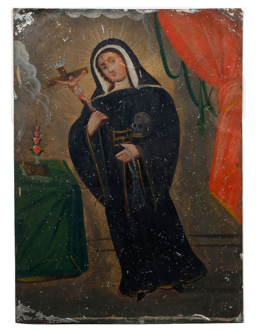 A Mexican Retablo of St. Rita of Cascia. (1 of 2)