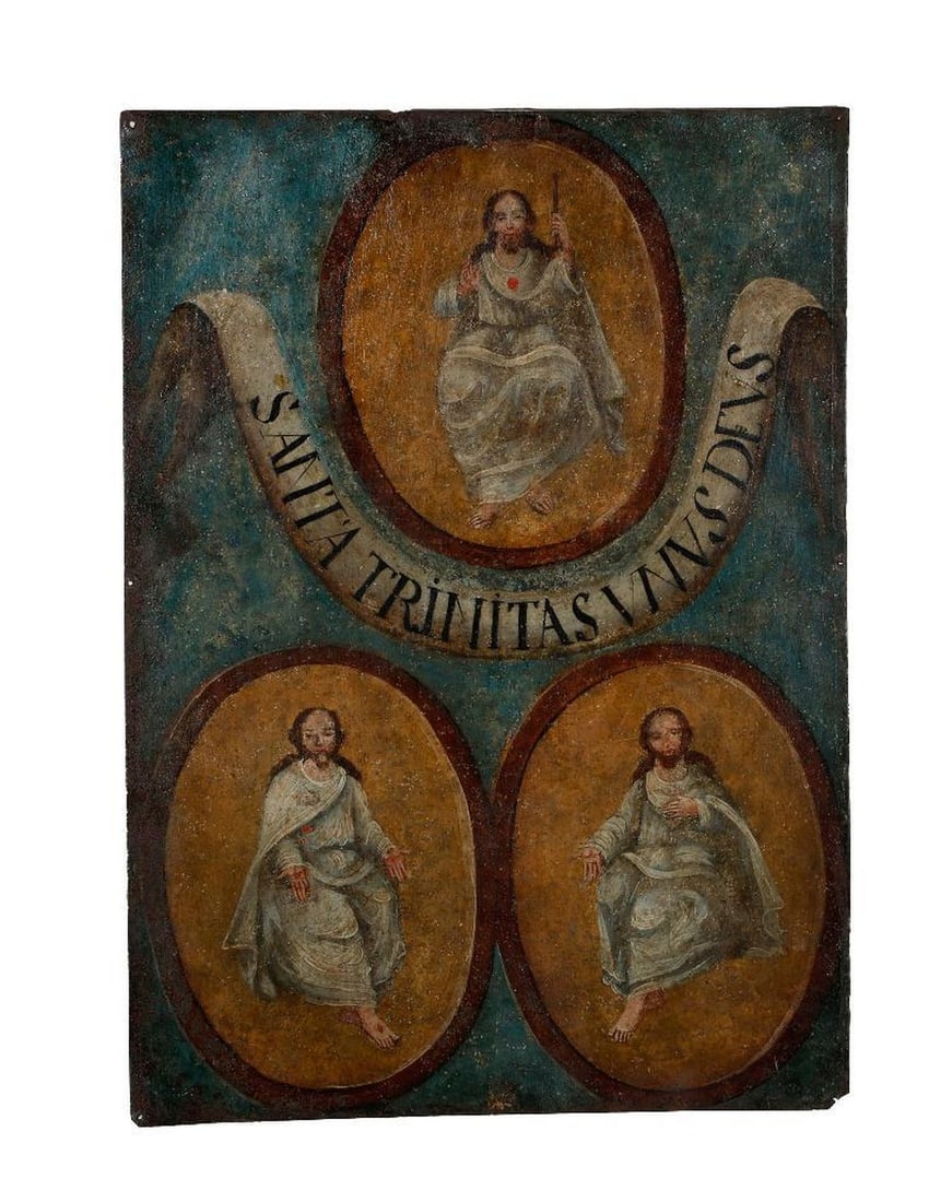 A Mexican Retablo of the Holy Trinity. (1 of 2)