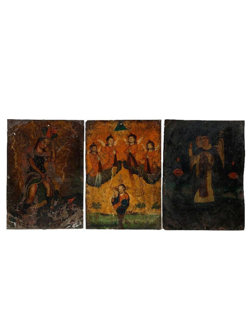 Three Mexican Retablos of Angels. (1 of 2)