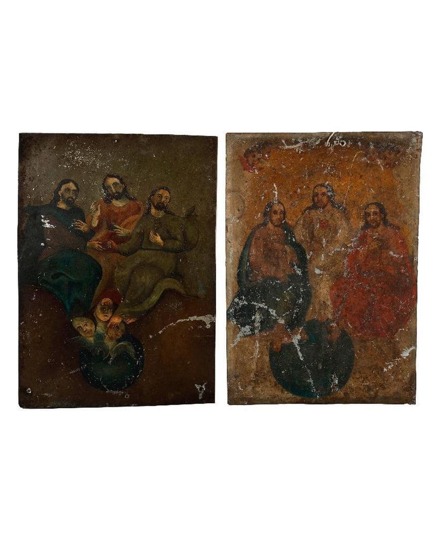 Two Mexican Retablos of the Holy Trinity. (1 of 2)