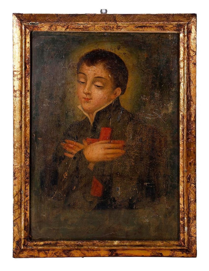 A Mexican Retablo of St. Luis Gonzaga. (1 of 2)