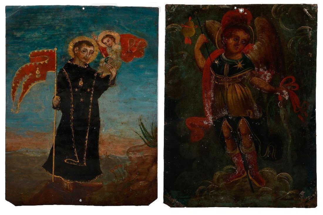 Two Mexican Retablos of Saints. (1 of 1)