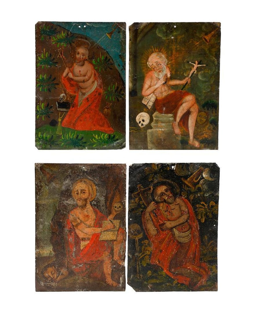 Four Mexican Retablos of St. Jerome. (1 of 3)