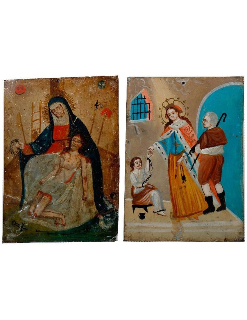Two Mexican Retablos, the Pieta and another. (1 of 2)