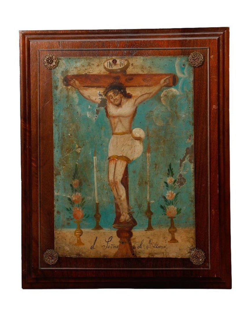 A Mexican Retablo of the Crucifixion. (1 of 3)
