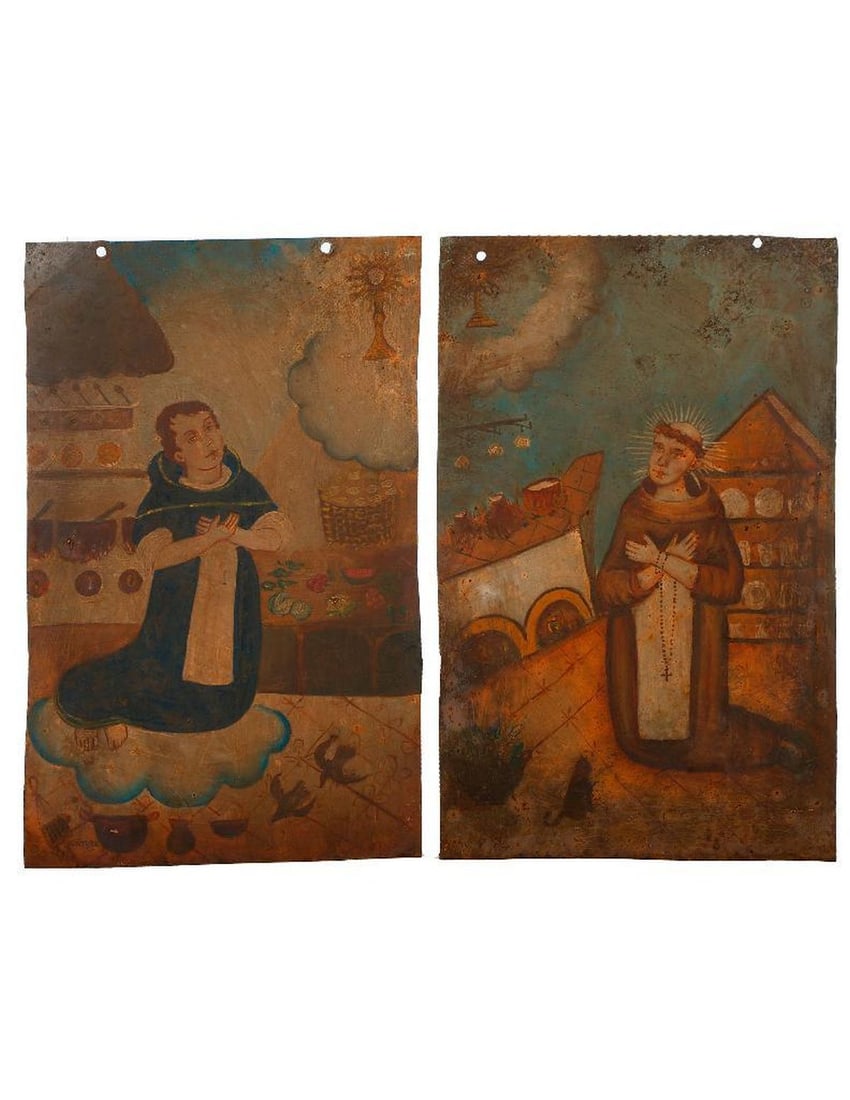 Two Mexican Retablos of Kitchen Saints, one signed. (1 of 3)