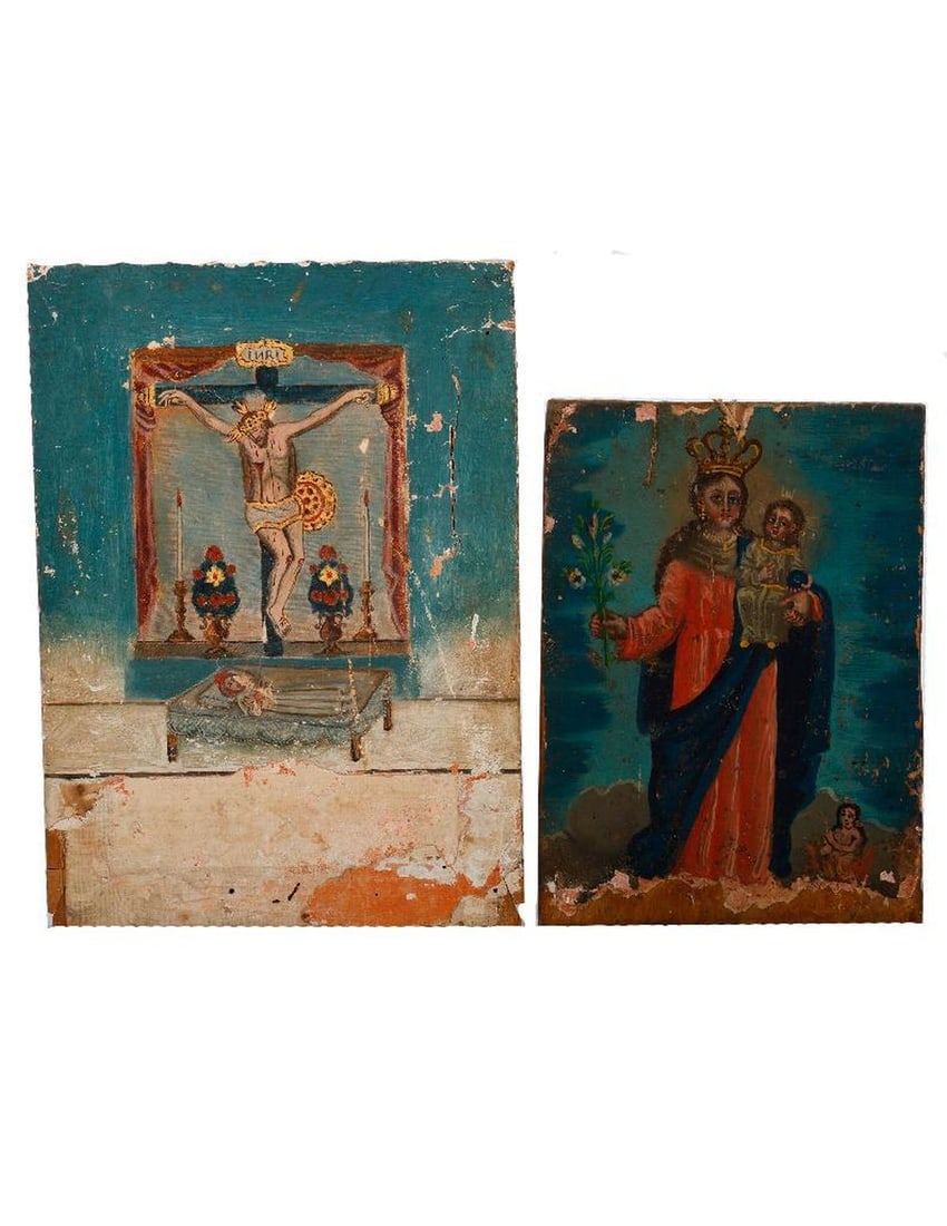 Two Mexican Miniature Devotional Paintings. (1 of 2)